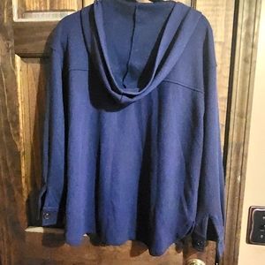 Shacket type button up with hood